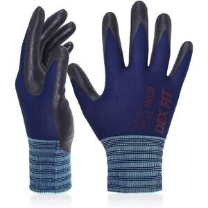 DEX FIT FN320 Work Gloves Nitrile Grip Breathable Navy Size M 3 Pairs